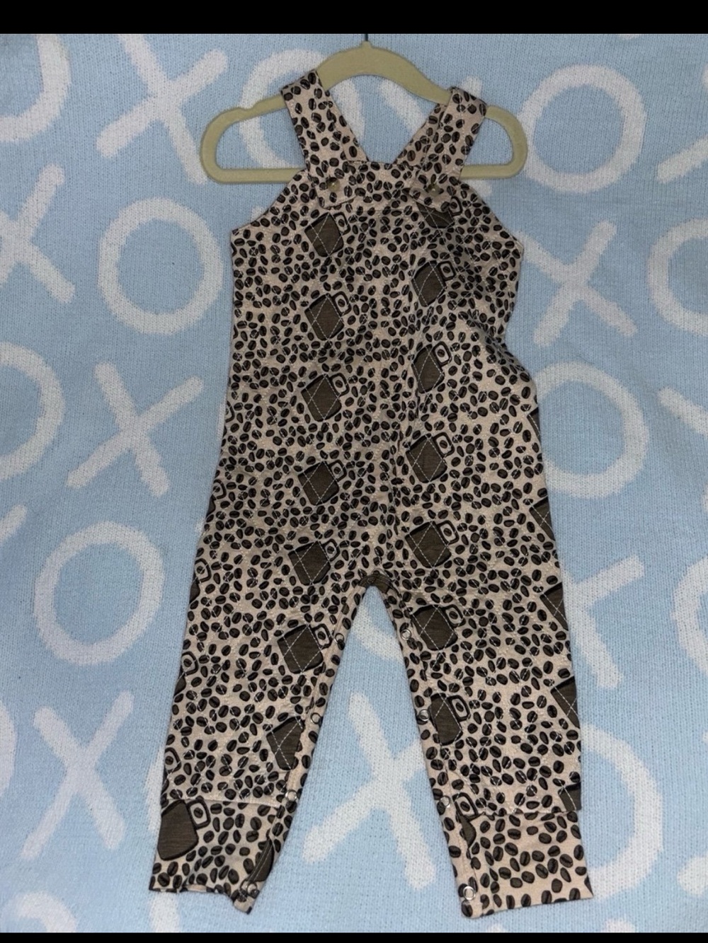 kate quinn Beige and Black Coffee Bean Print Romper